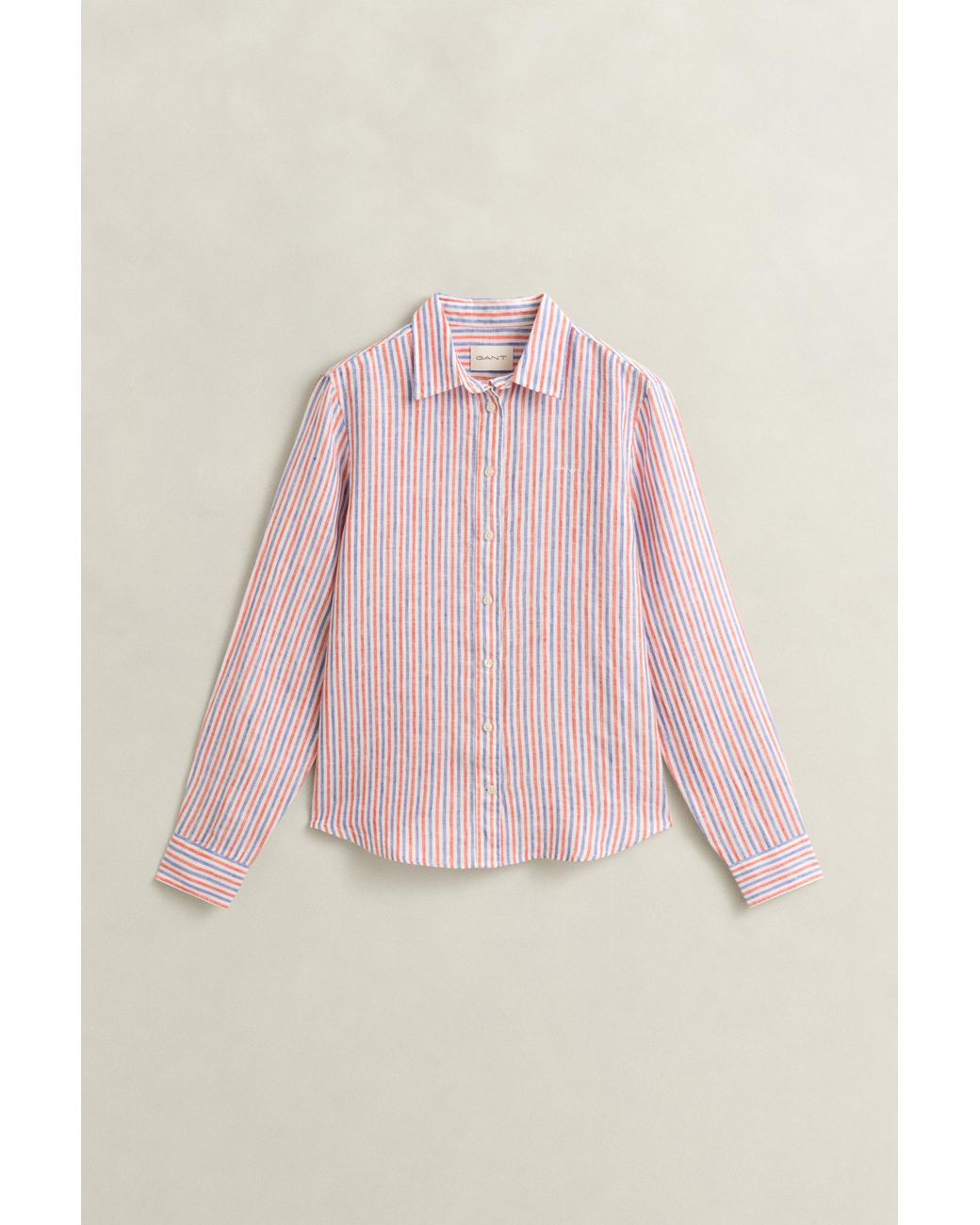 Gant Pink Regular Fit Striped Linen Shirt