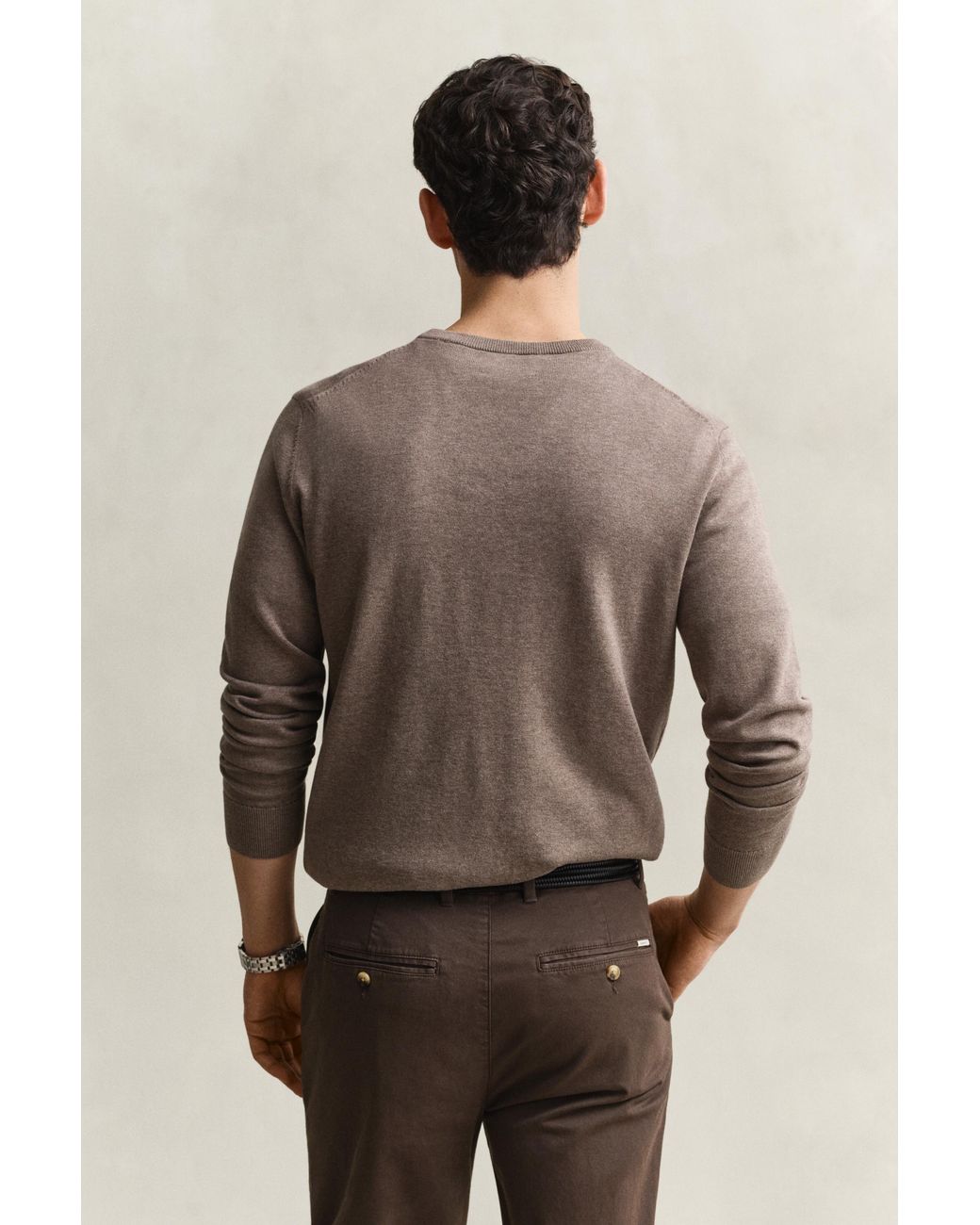 Gant Natural Cotton Crew Neck Sweater for men