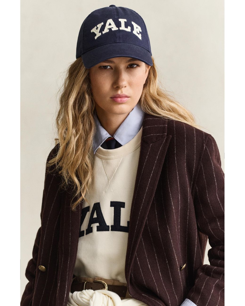 Gant Natural X Yale Pinstriped Handstitched Blazer Deep