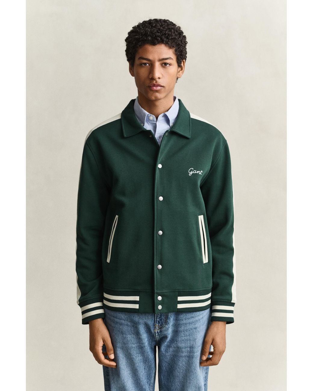 Gant Green Interlock Buttoned Jacket Tartan for men