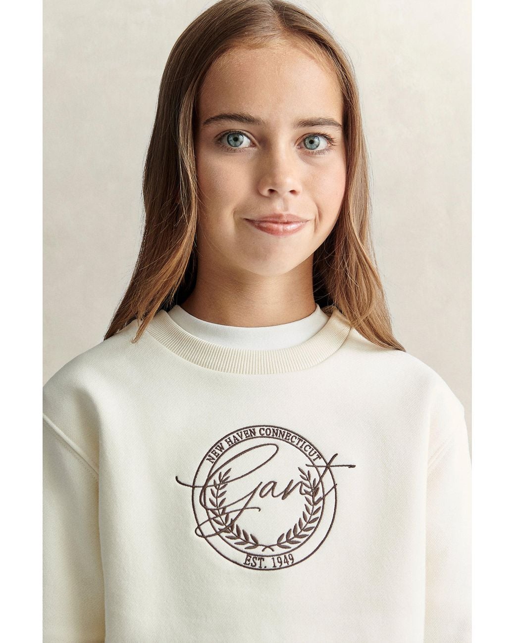 Gant Natural Teens Teen Girls Graphic Sweatshirt Cream