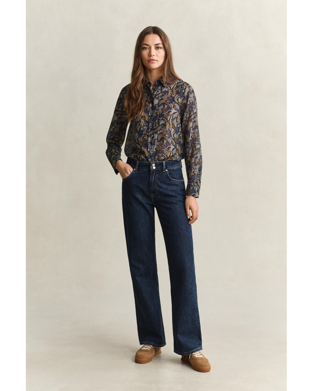 Gant Blue Printed Cotton Silk Shirt Evening