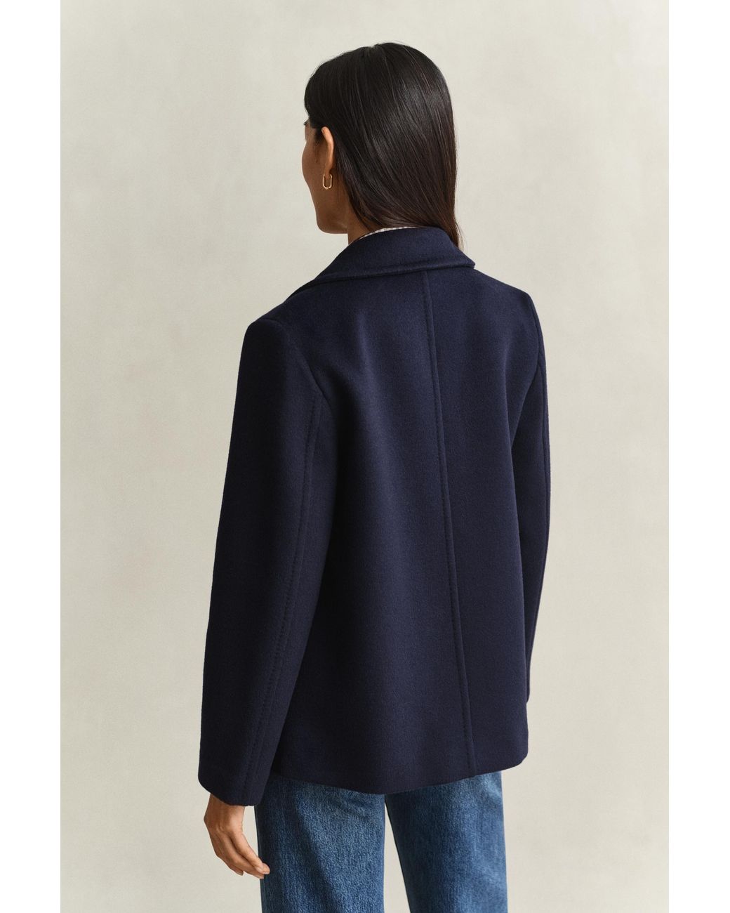 Gant Blue Wool Blend Peacoat Evening