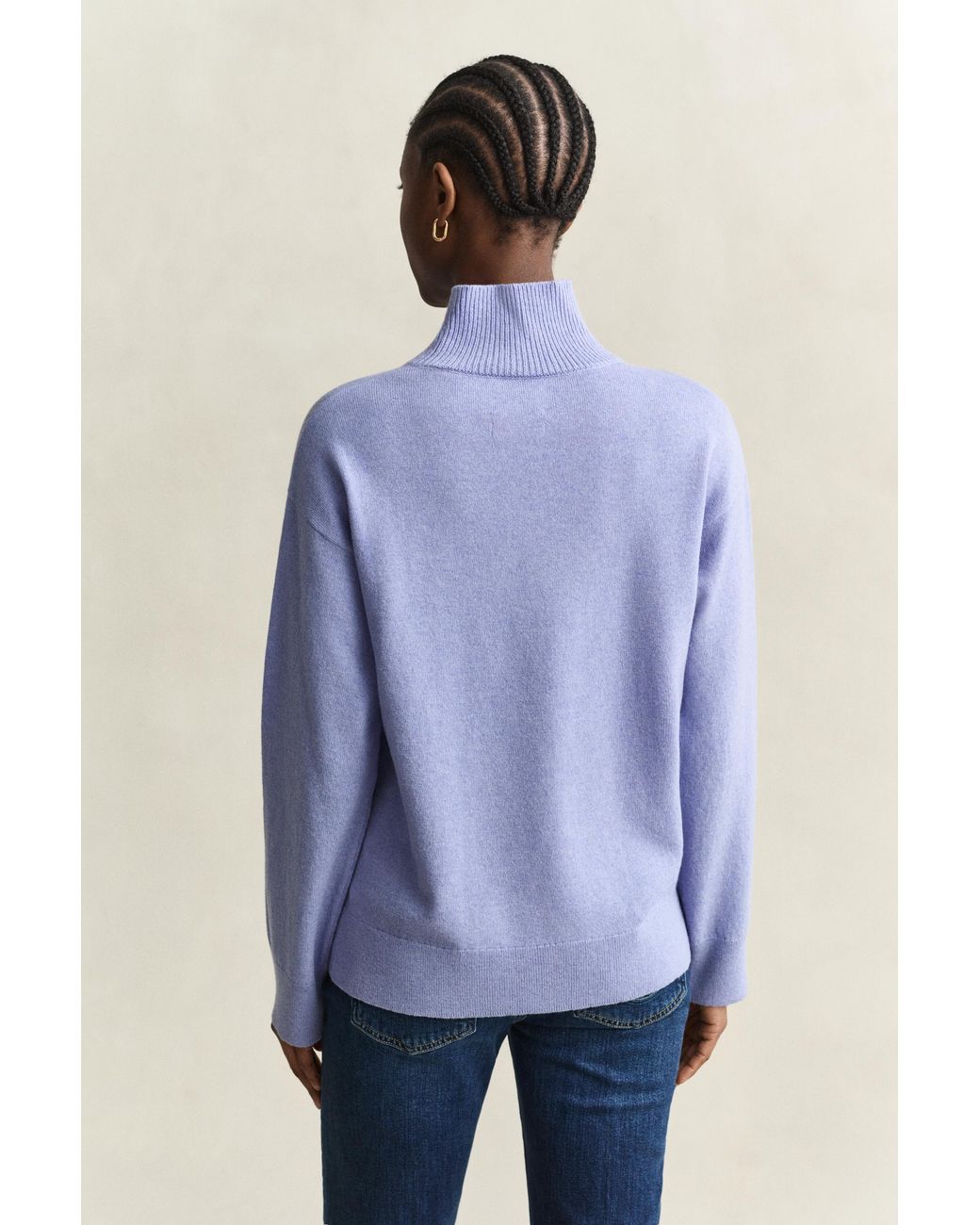 Gant Blue Superfine Lambswool Mock Neck Sweater