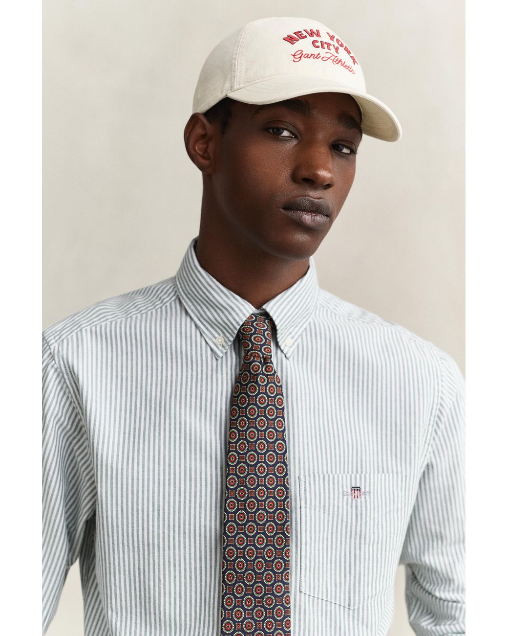 Gant Gray Classic Regular Striped Oxford Shirt for men