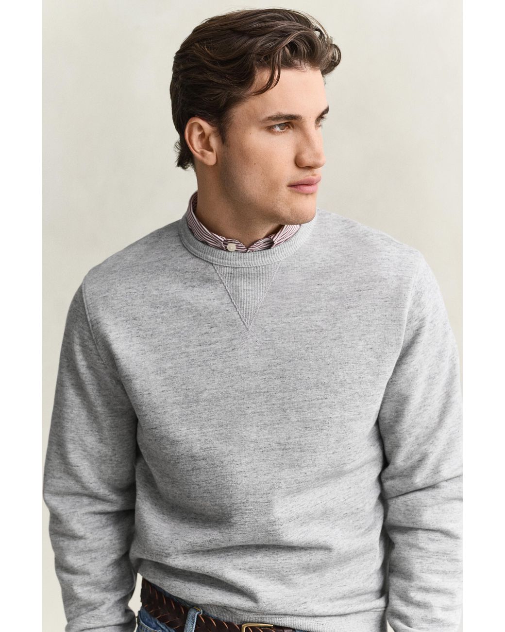Gant Gray Heather Crew Neck Sweatshirt Melange for men