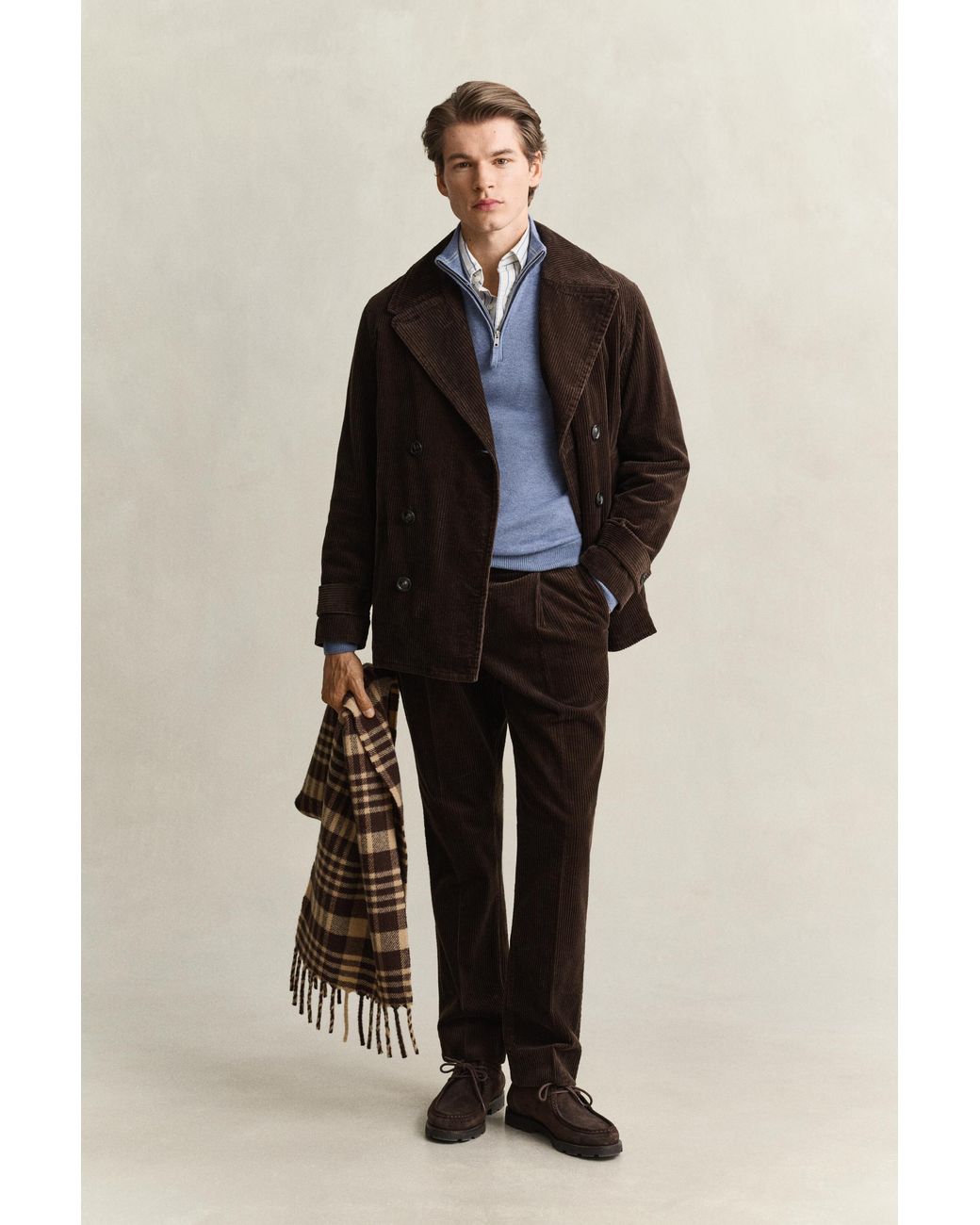 Gant Blue Lambswool Half-Zip Sweater for men