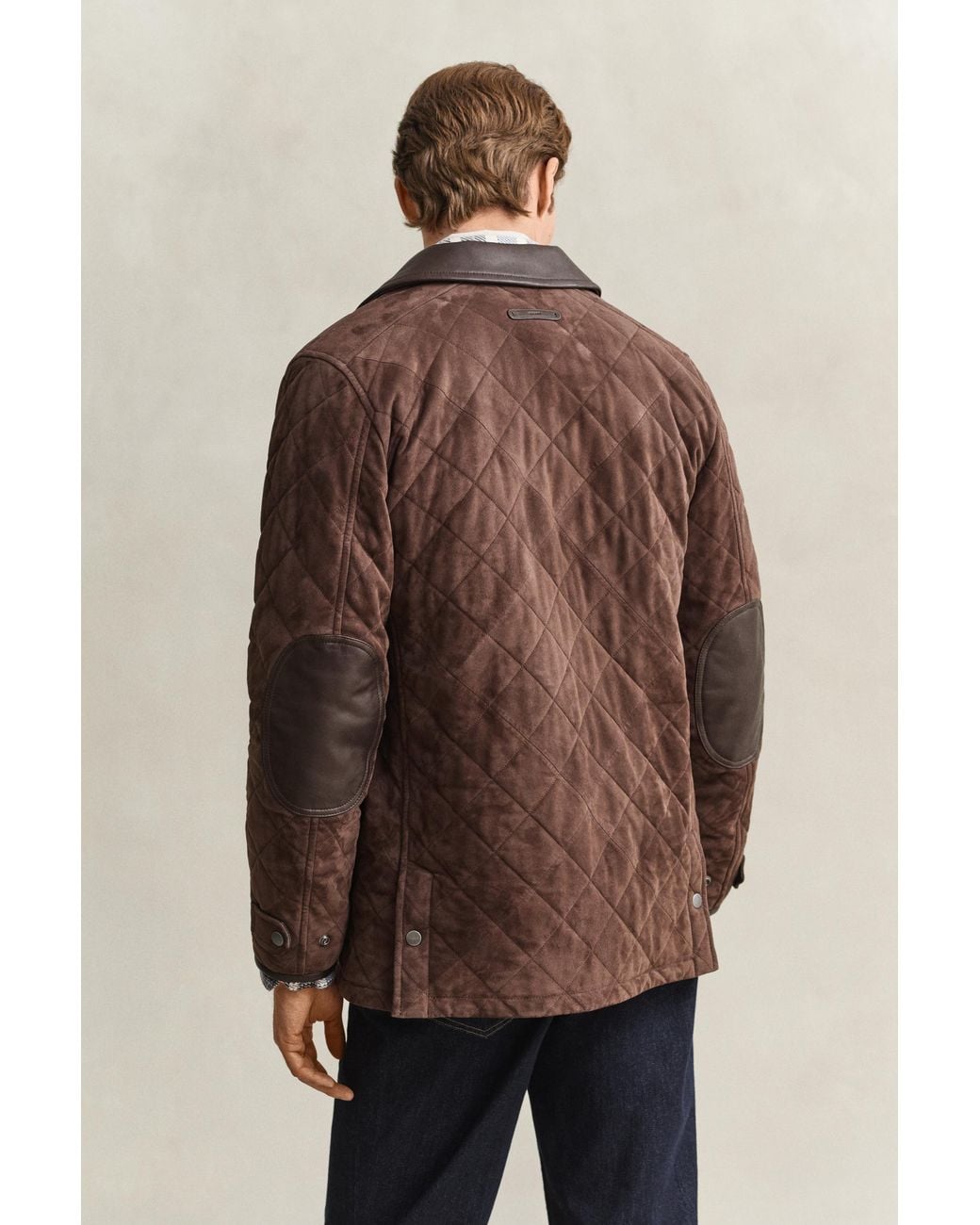 Gant Brown Quilted Suede Jacket for men