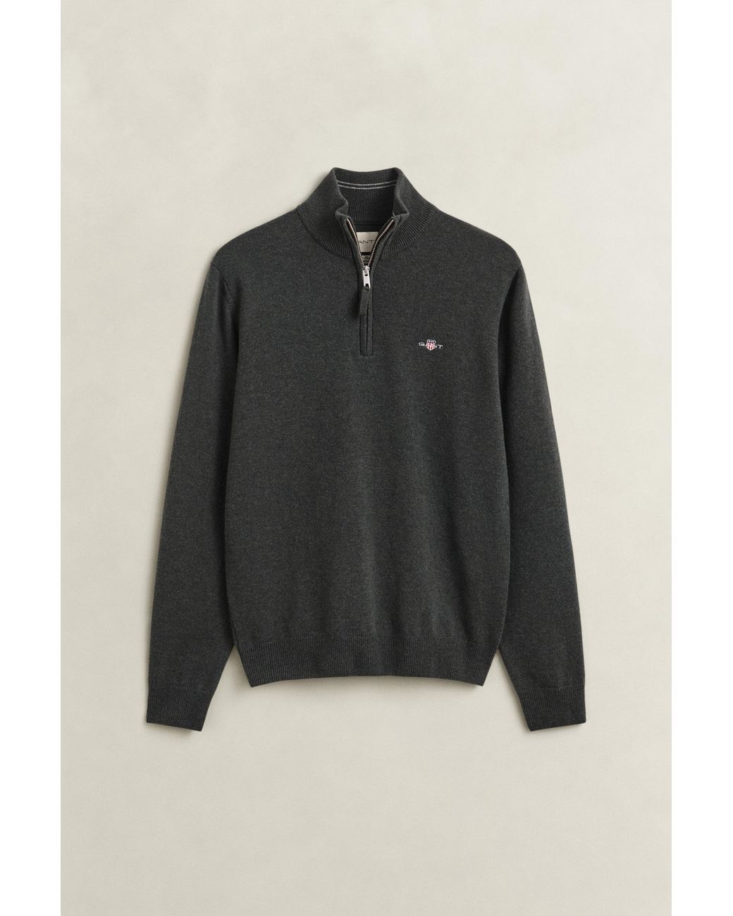 Gant Black Lambswool Half-Zip Sweater Dark Moss for men