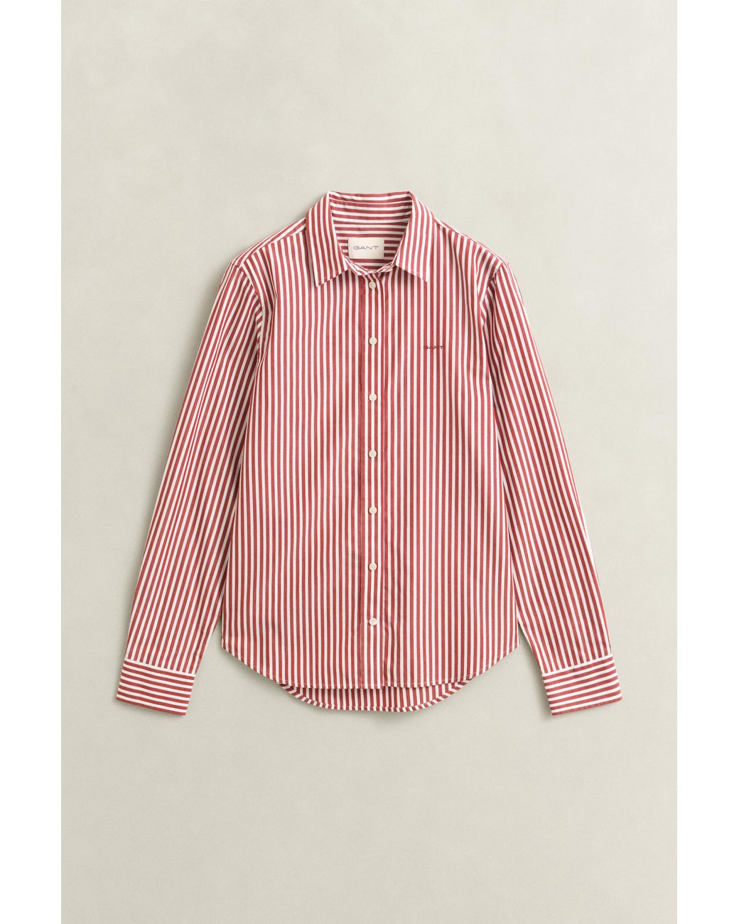 Gant Red Classic Regular Striped Poplin Shirt