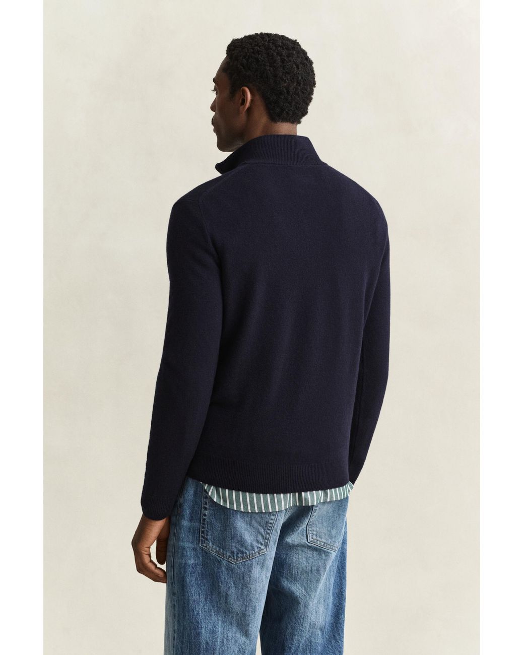 Gant Blue Lambswool Half-Zip Sweater Marine for men