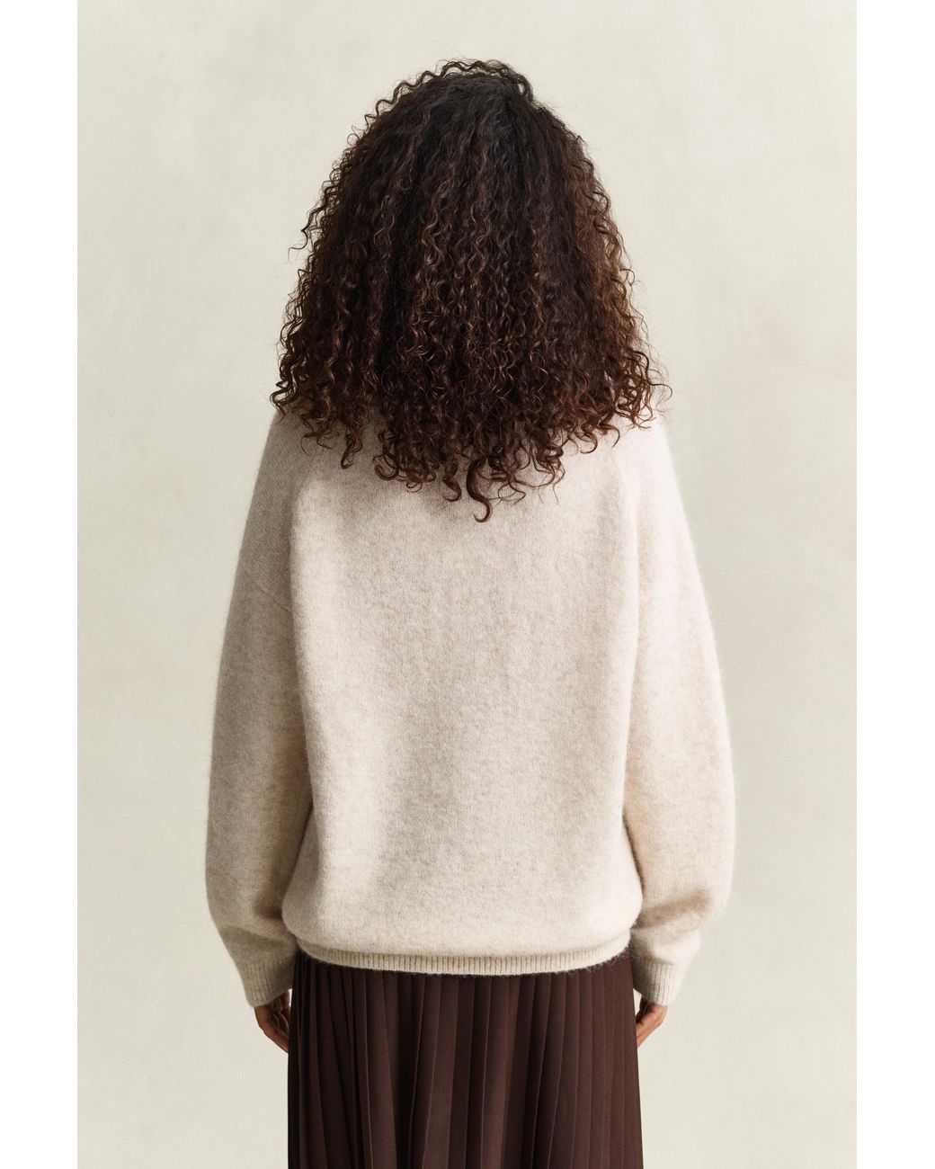 Gant Natural Alpaca Wool Blend Sweater Light Melange