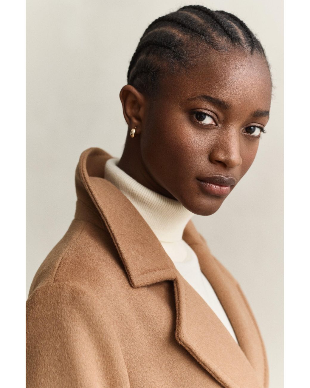 Gant Natural Belted Wool Blend Coat Roasted Walnut