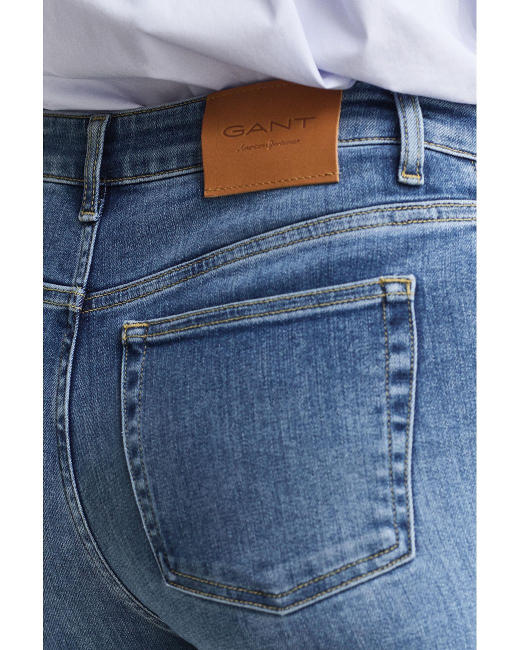 Gant Blue Cropped Stretch Jeans Mid Broken In