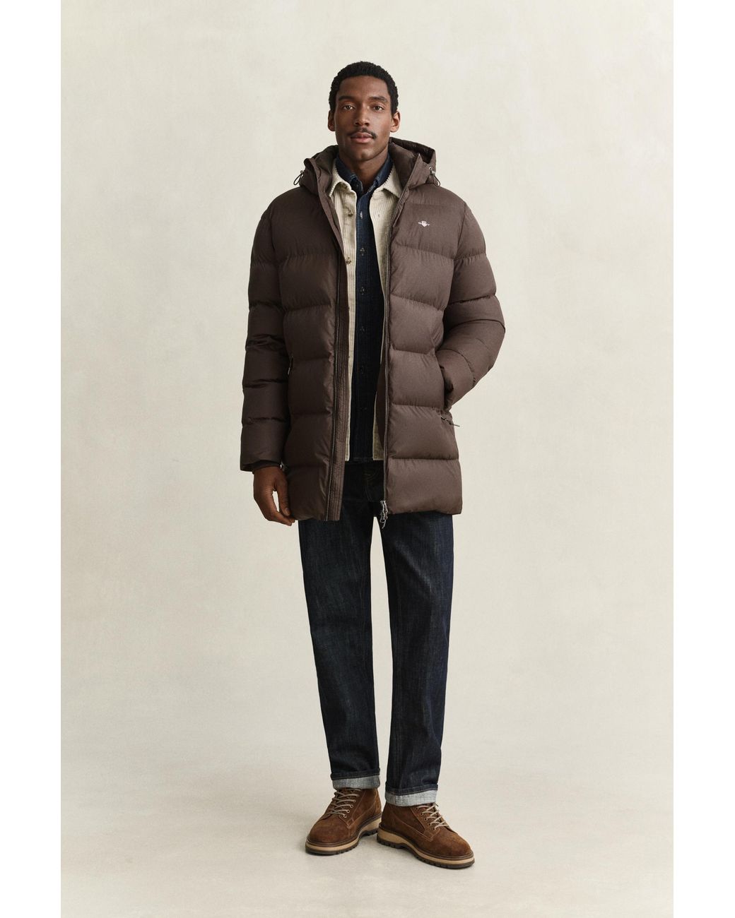 Gant Brown Active Cloud Mid Length Jacket for men