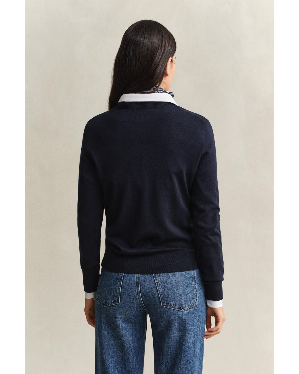 Gant Blue Extra Fine Merino Wool Crew Neck Sweater