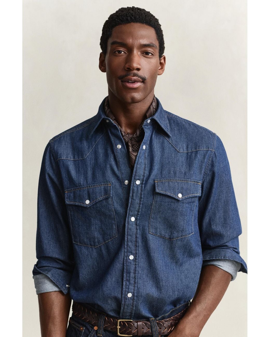 Gant Blue Denim Rodeo Shirt Dark for men