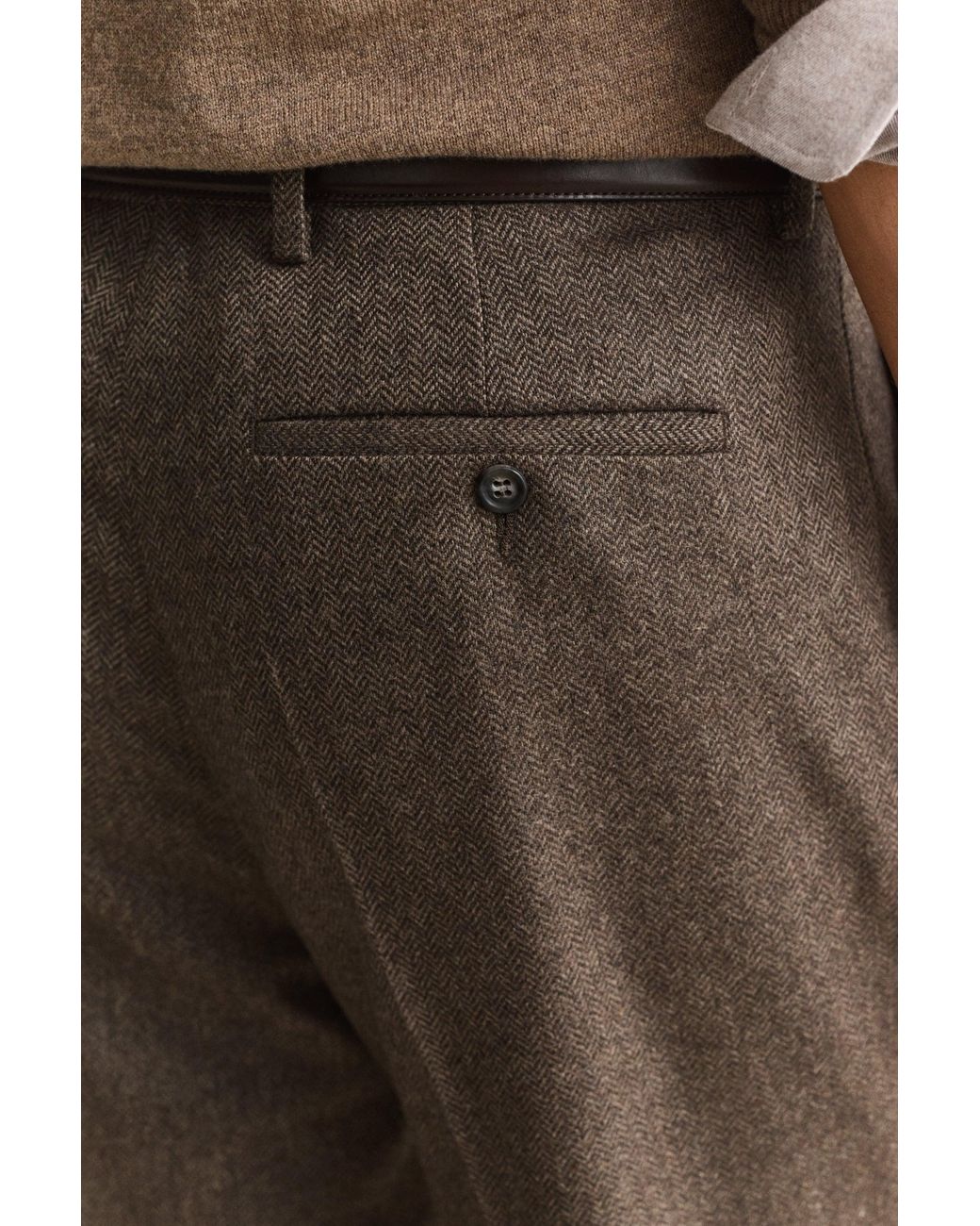 Gant Natural Wool Herringbone Suit Pants for men