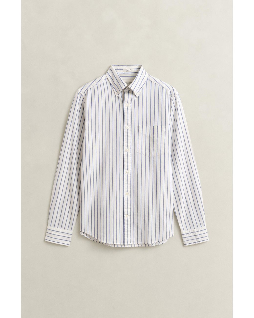 Gant Gray Striped Classic Oxford Shirt Cream for men