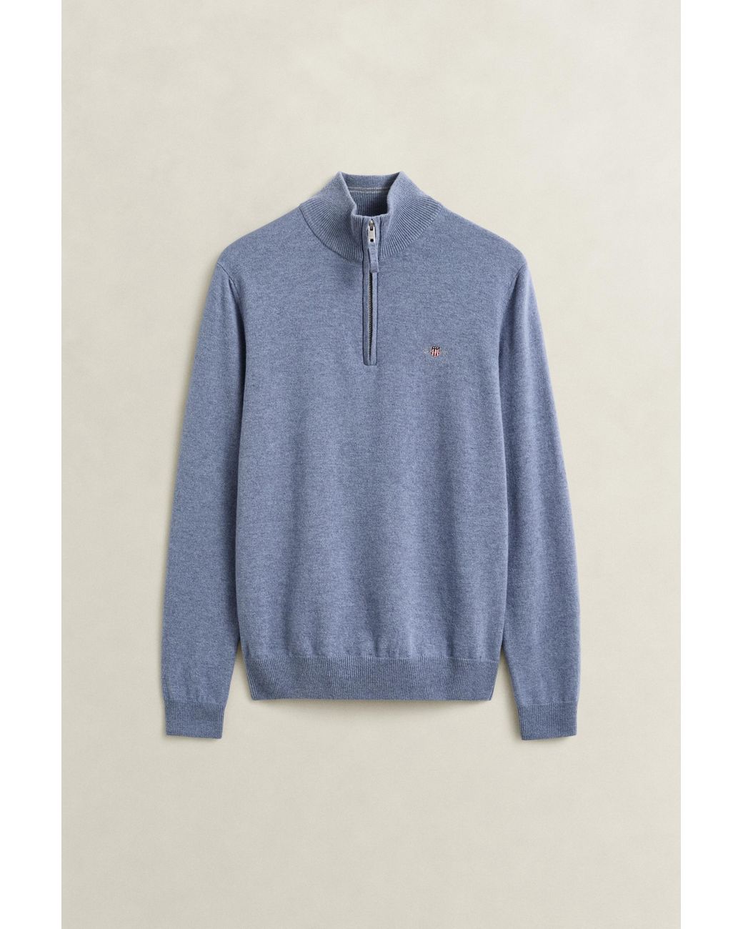 Gant Blue Lambswool Half-Zip Sweater for men