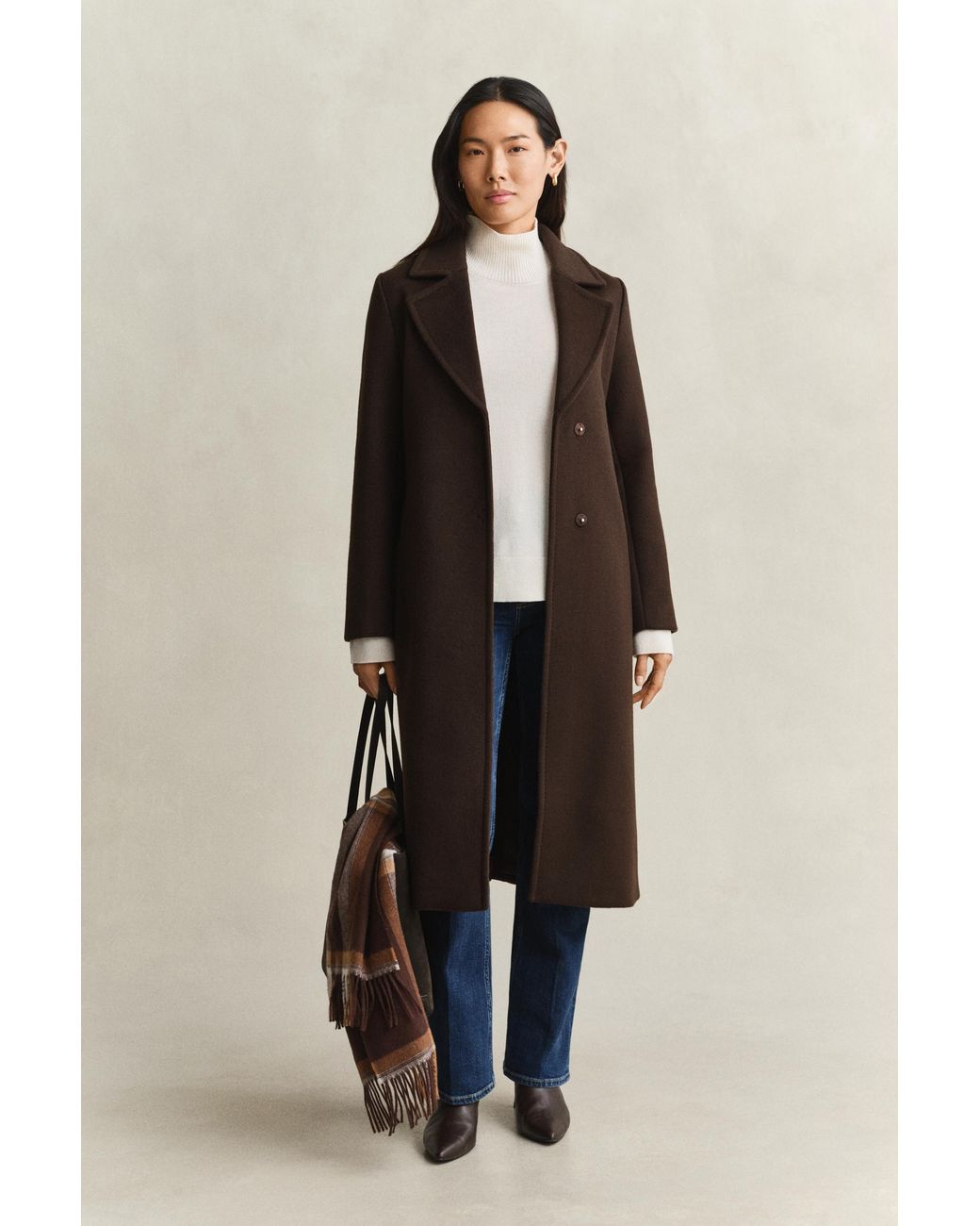Gant Natural Belted Wool Blend Coat Deep