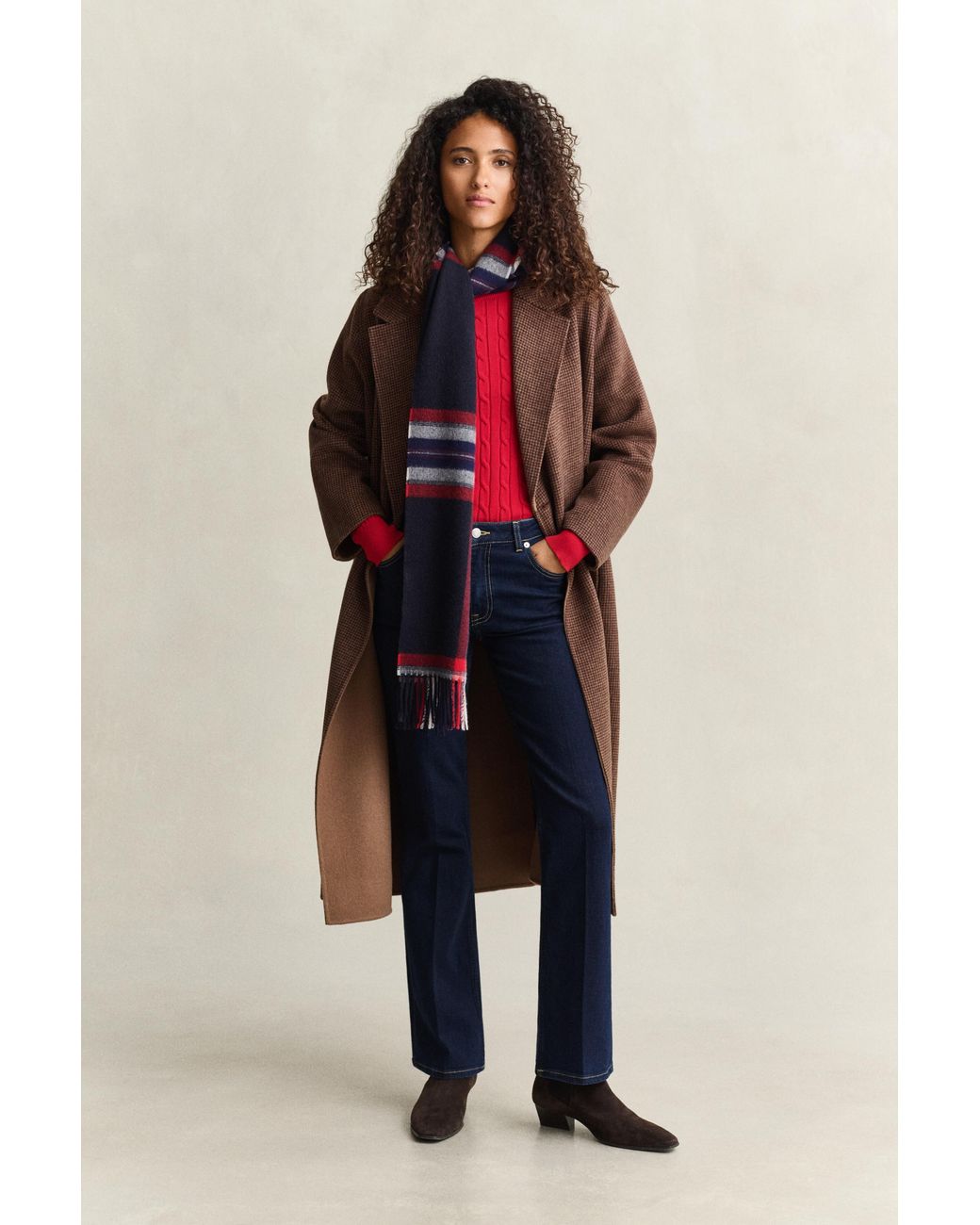 Gant Red Classic Cable Knit Sweater Ruby
