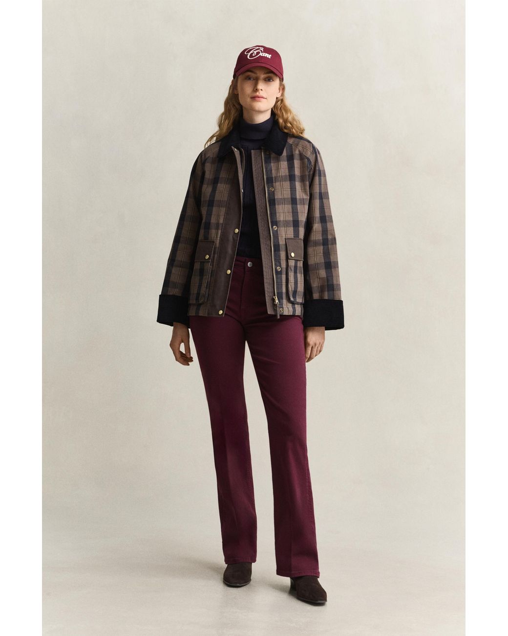 Gant Brown Check Waxed Jacket