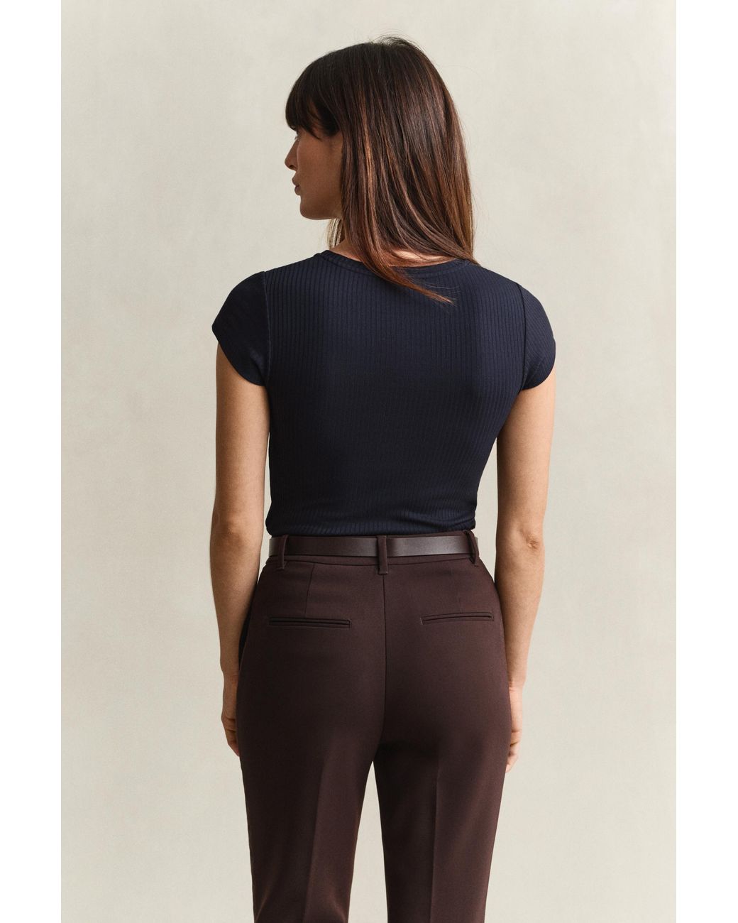 Gant Blue Slim Ribbed T-Shirt Evening