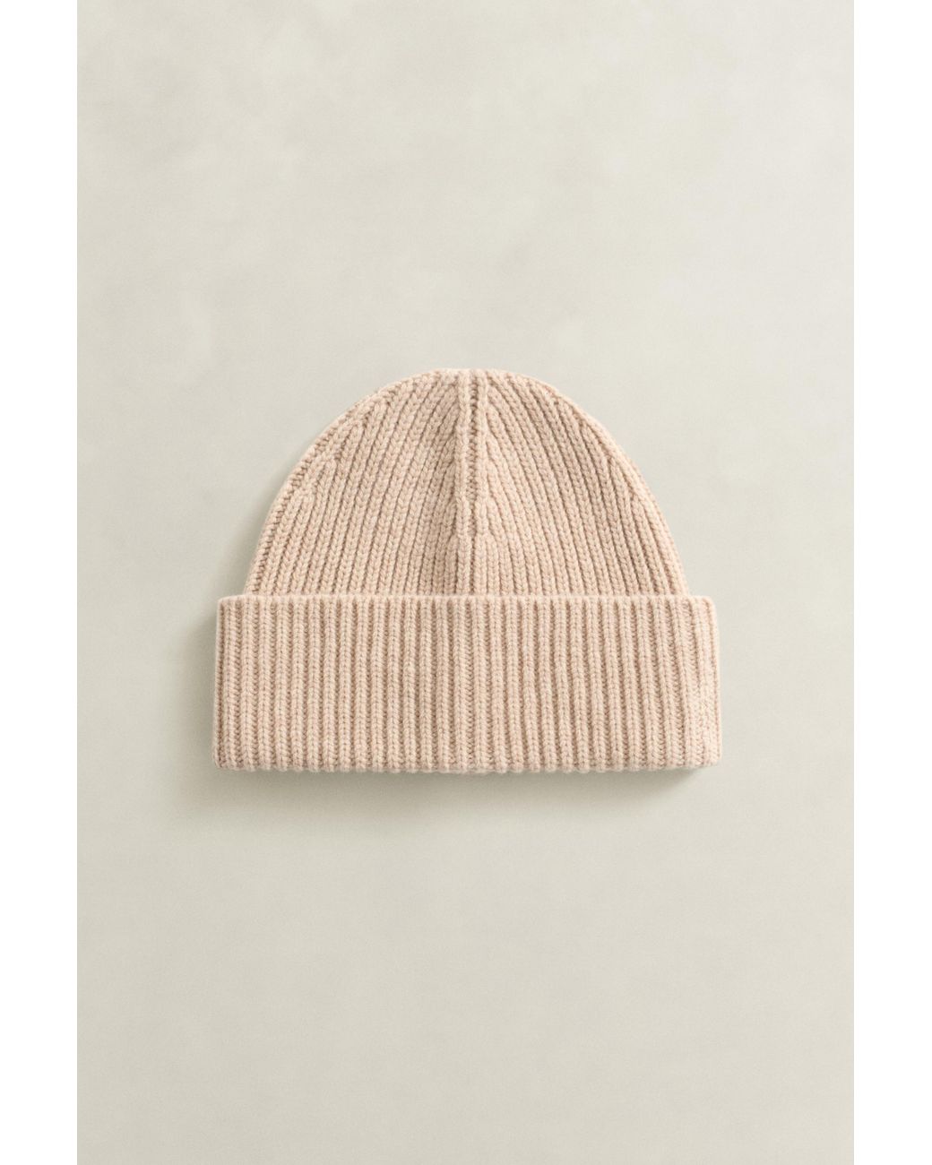 Gant Natural Ribbed Wool Cashmere Blend Beanie Light Melange