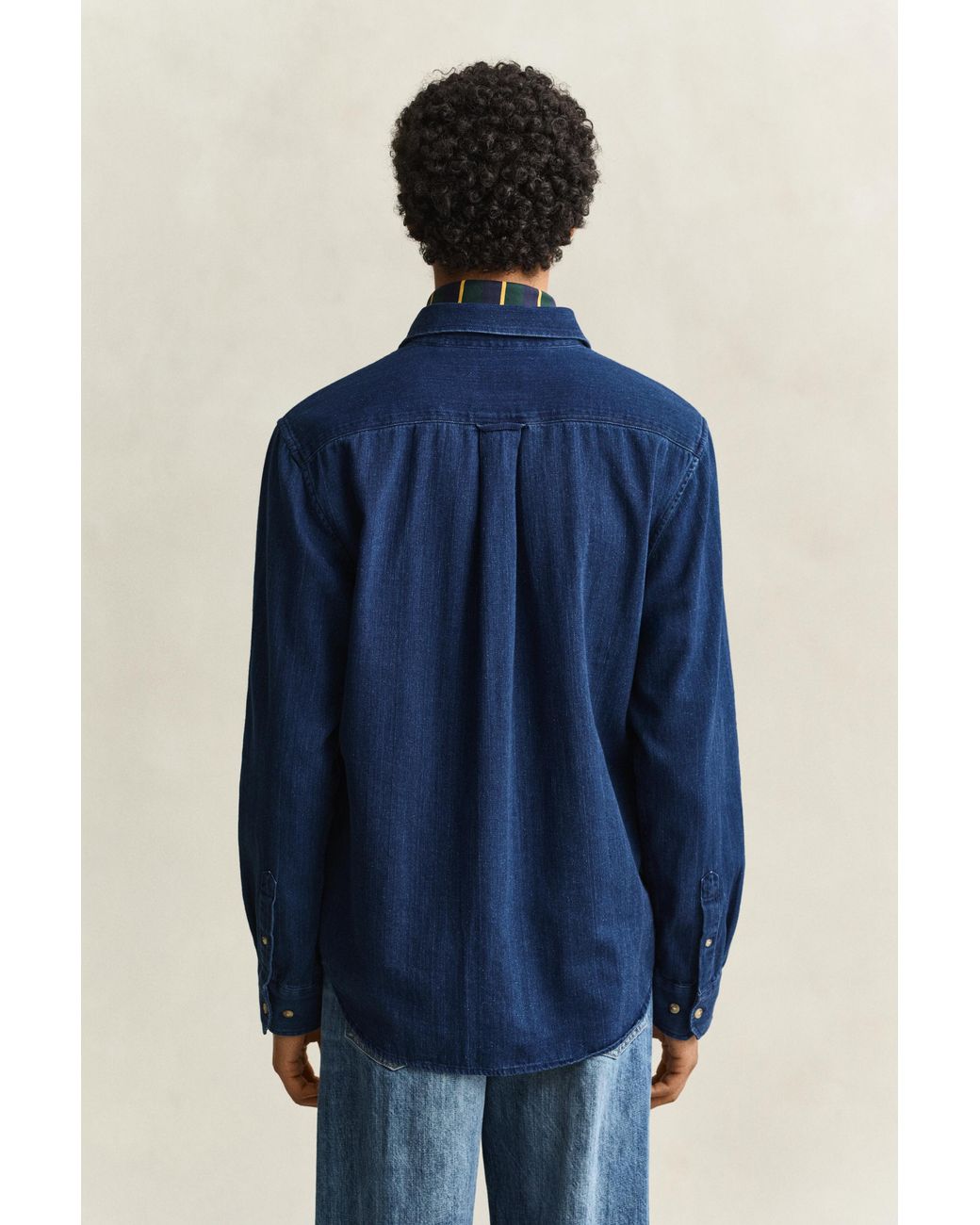Gant Blue Herringbone Shirt Mid for men