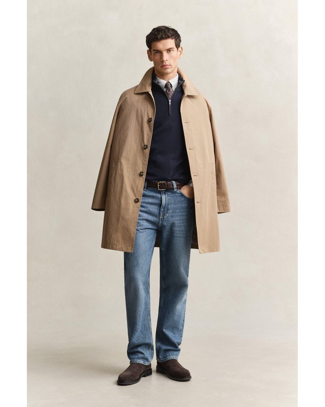 Gant Blue Classic Cotton Half-Zip Sweater Evening for men