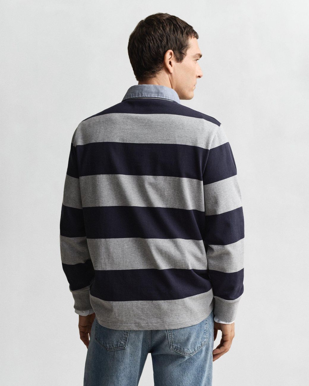 Gant Blue Chambray Collar Striped Heavy Rugger Melange for men