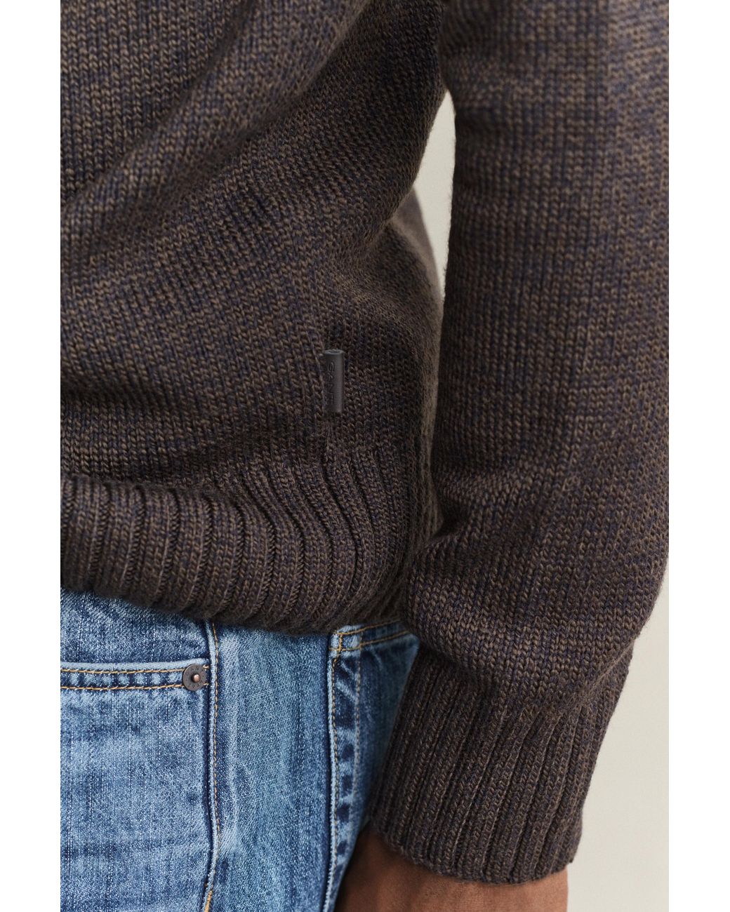 Gant Blue Wool Mouliné Blend Turtleneck Sweater Evening for men