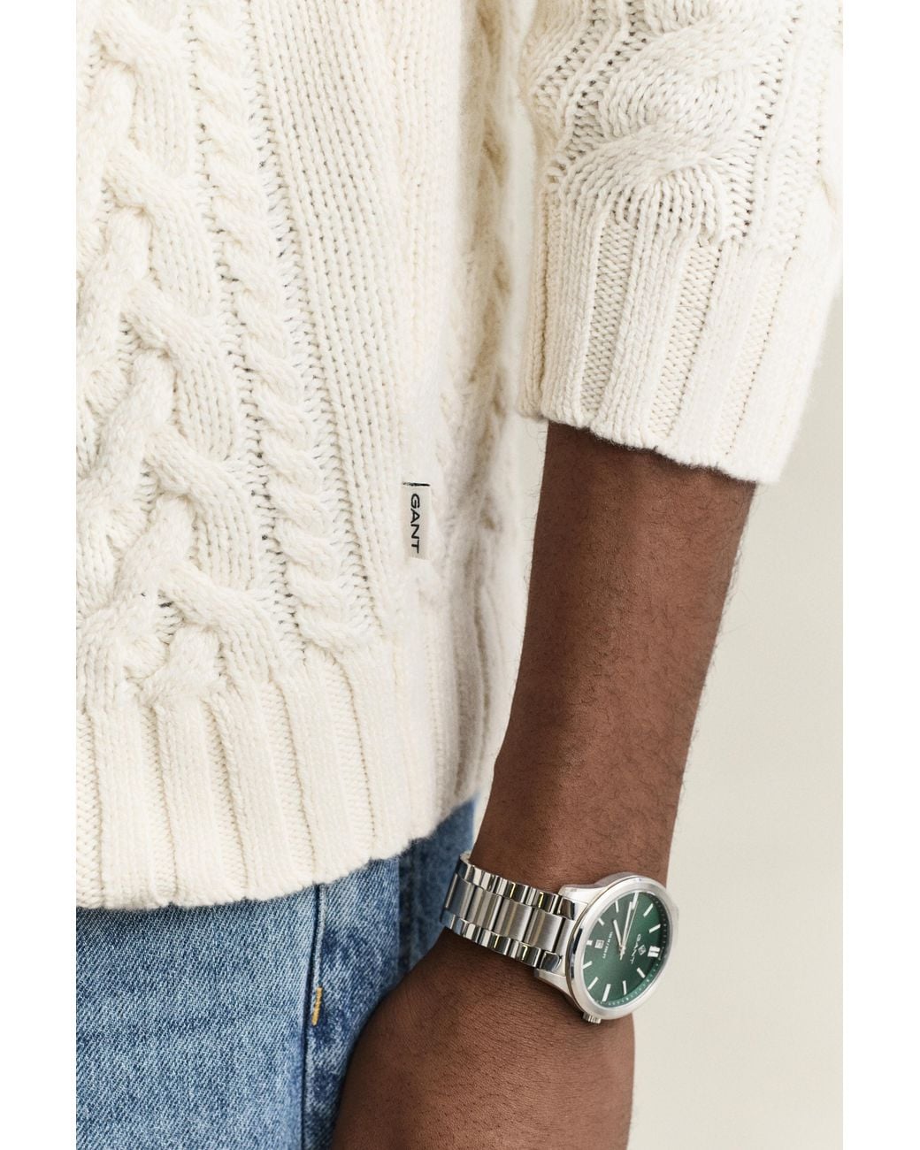 Gant Natural Wool Blend Turtleneck Sweater Cream for men