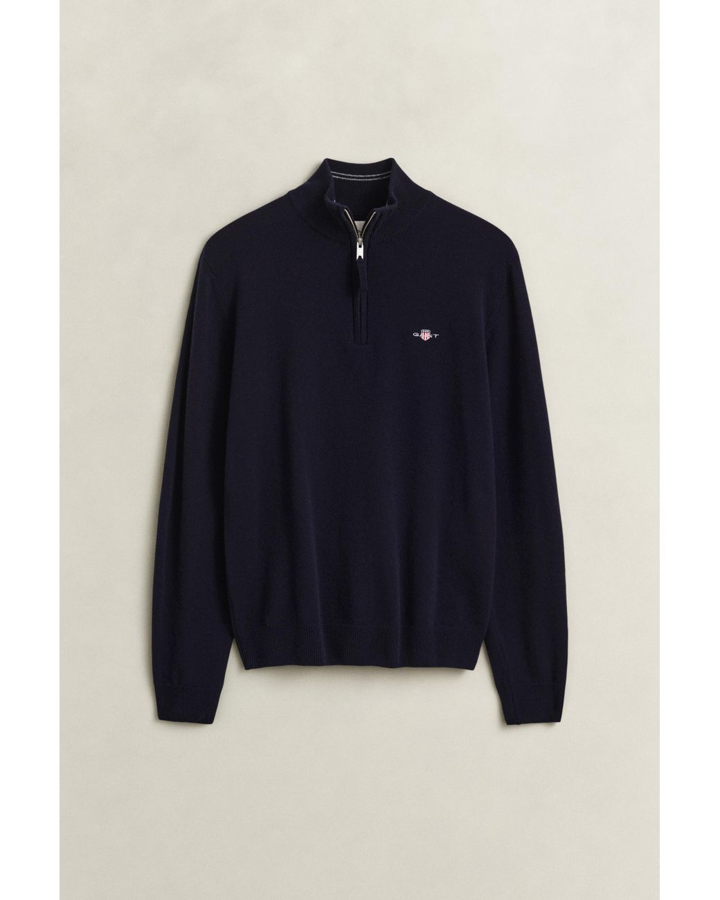 Gant Blue Lambswool Half-Zip Sweater Marine for men