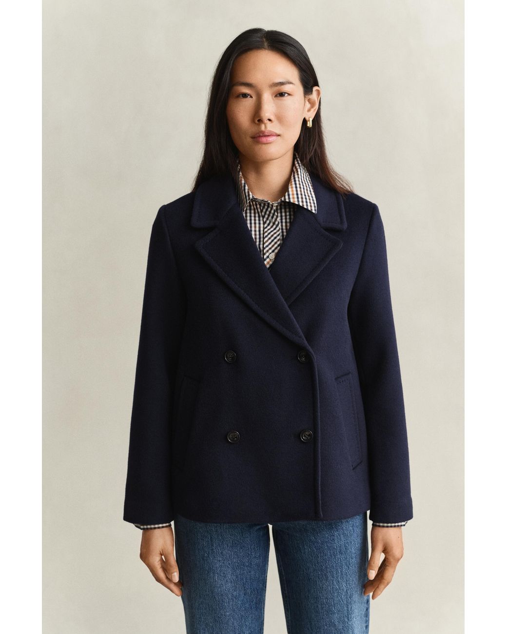 Gant Blue Wool Blend Peacoat Evening