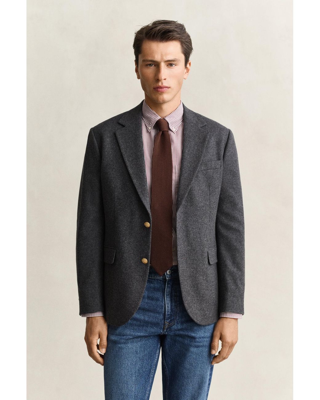 Gant Blue Classic Flannel Wool Club Blazer for men