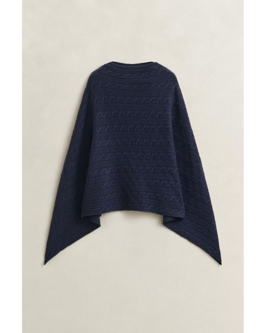 Gant Blue Wool Cable Knit Poncho Evening