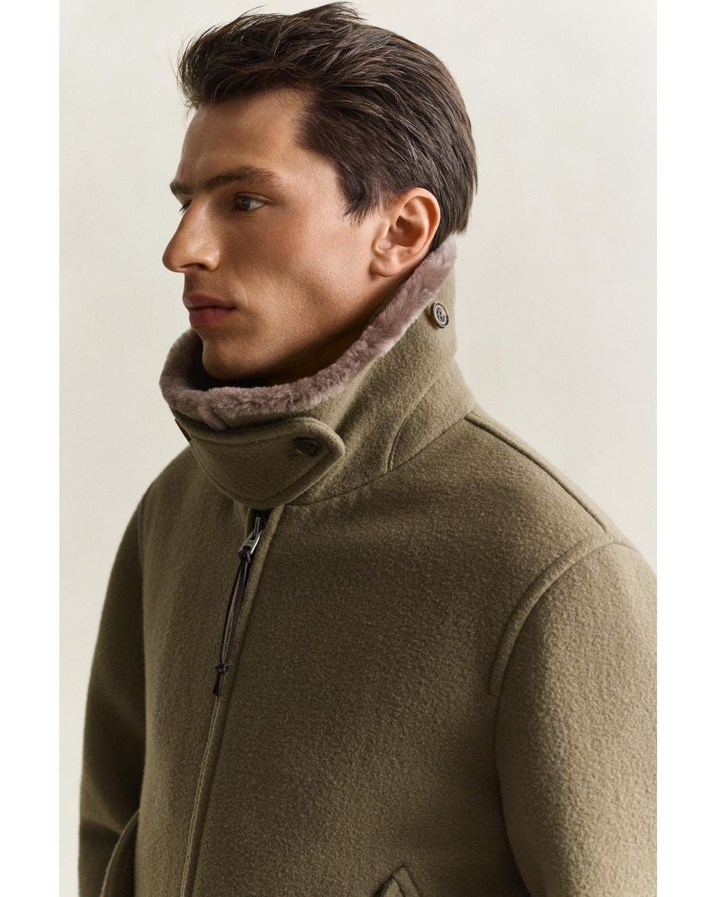 Gant Natural Wool Shearling Aviator Jacket for men