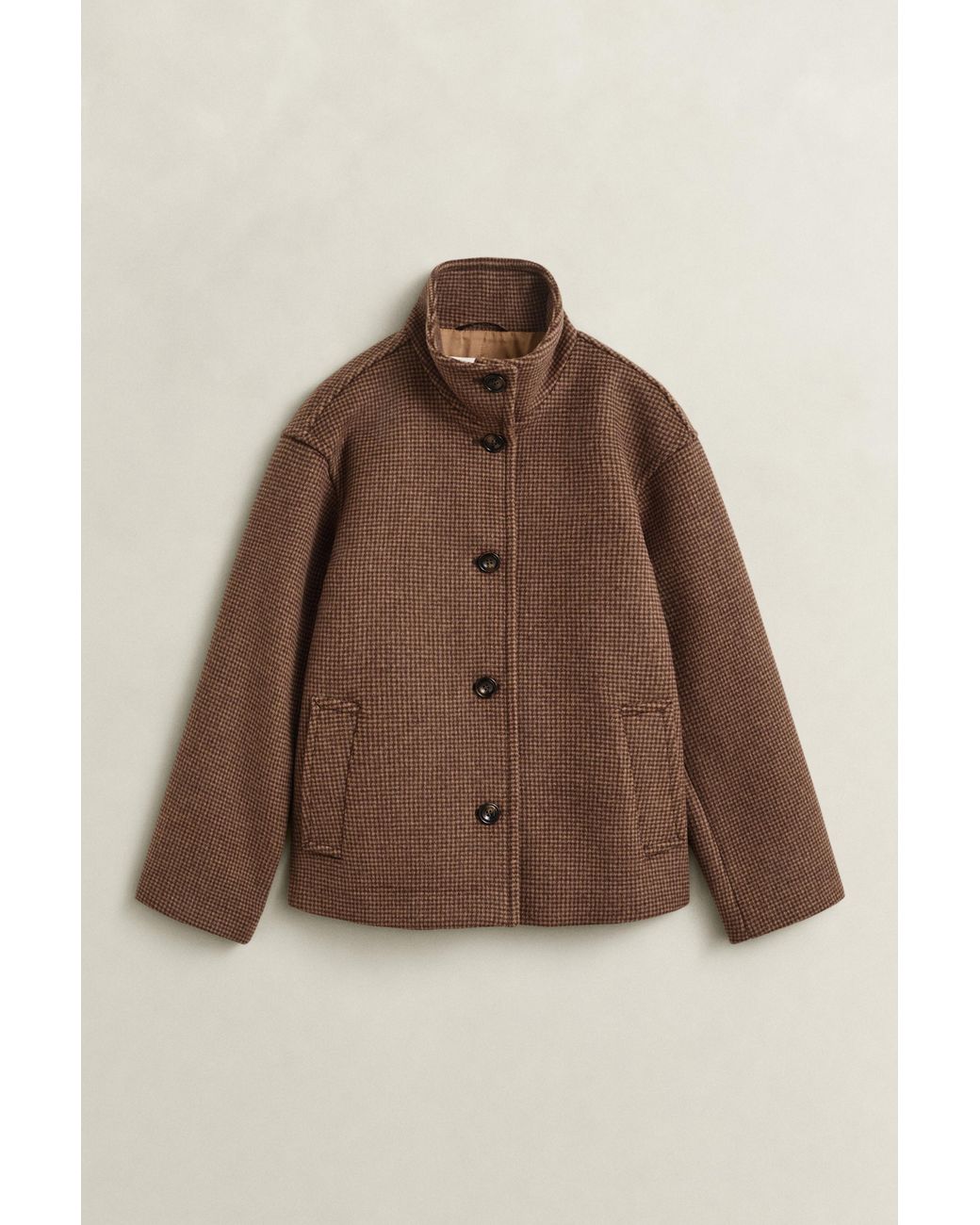 Gant Brown Checked Wool Blend Jacket Deep