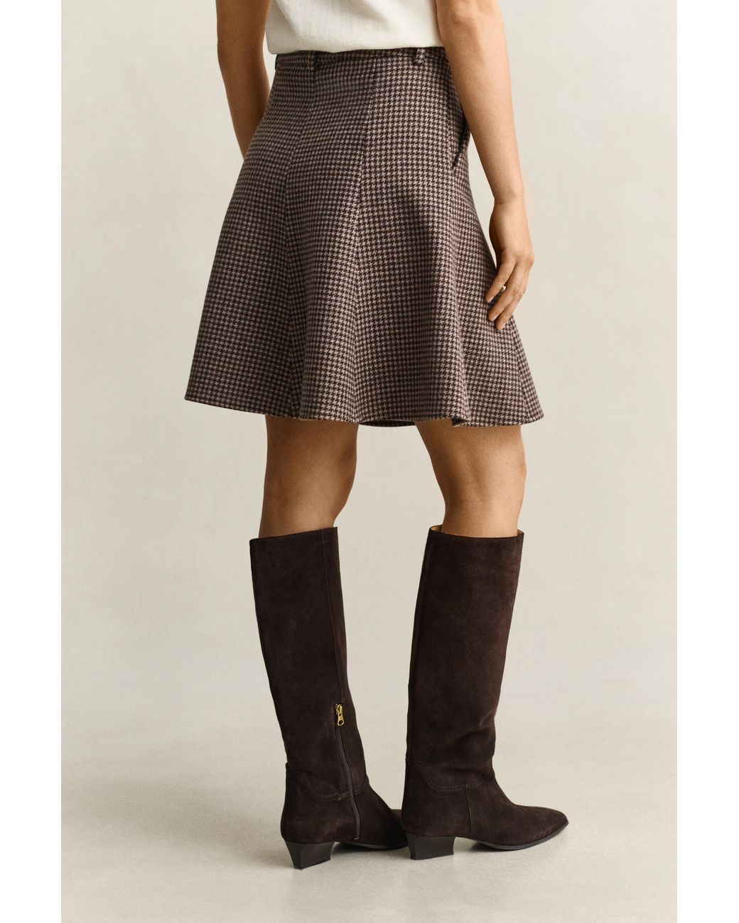 Gant Natural Flared Houndstooth Skirt