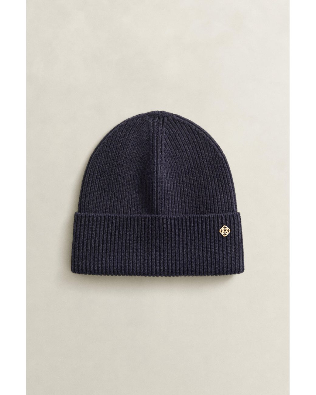 Gant Black Ribbed Wool Beanie Evening