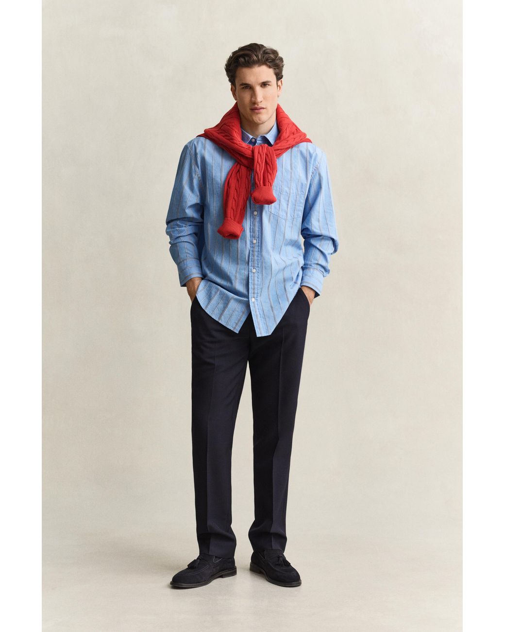 Gant Blue Relaxed Fit Dobby Striped Shirt for men