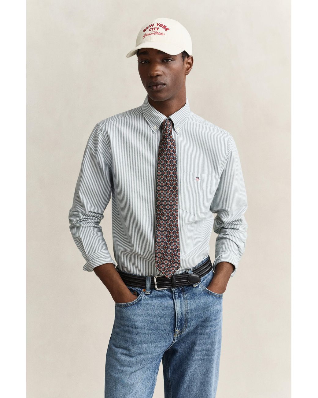 Gant Gray Classic Regular Striped Oxford Shirt for men