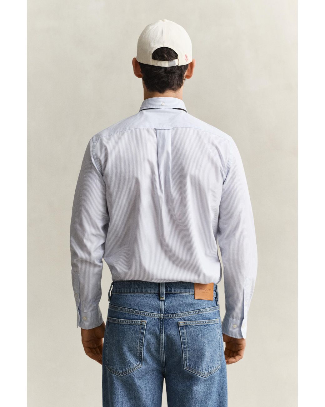 Gant Blue Classic Regular Striped Poplin Shirt for men