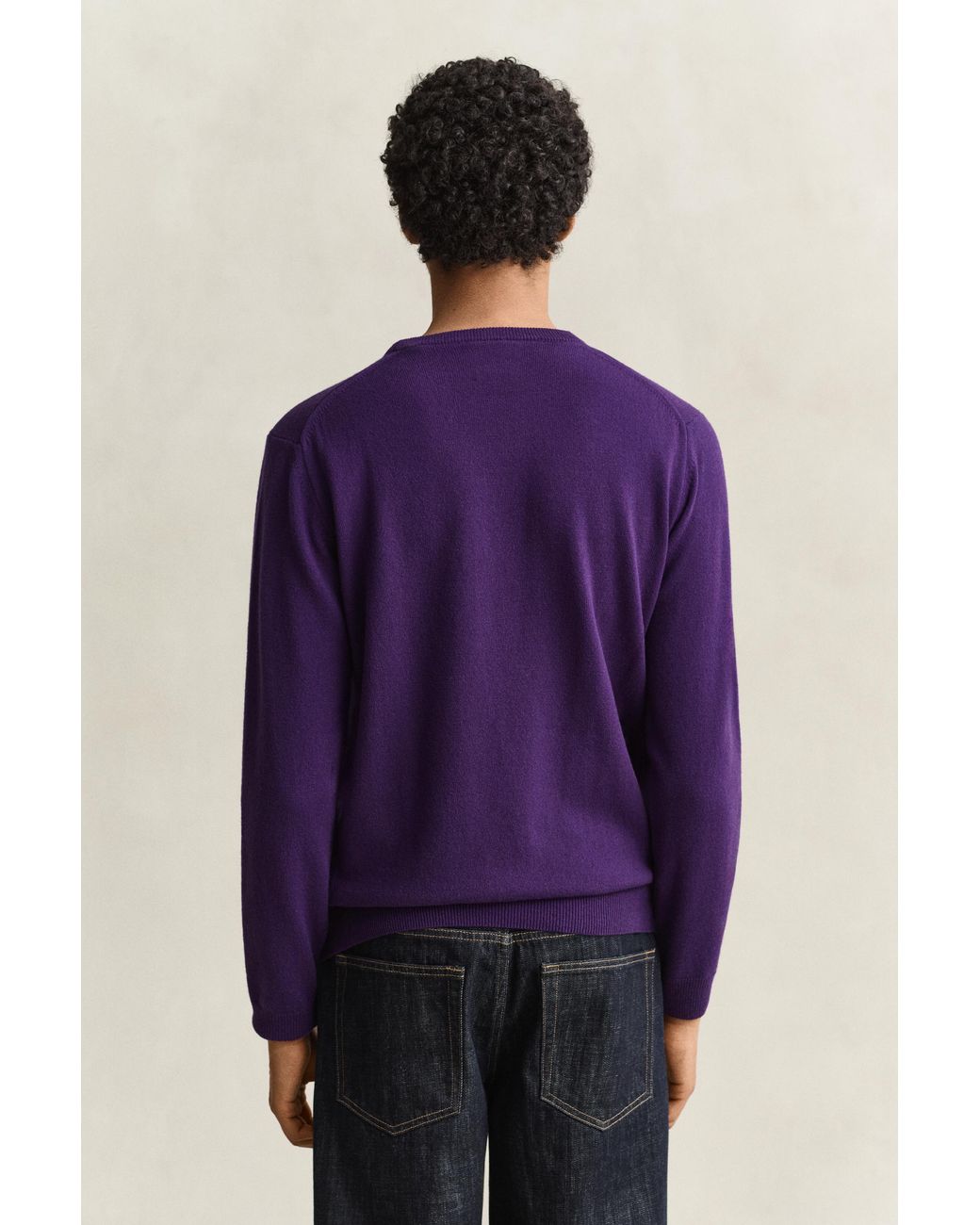 Gant Purple Lambswool Crew Neck Sweater for men