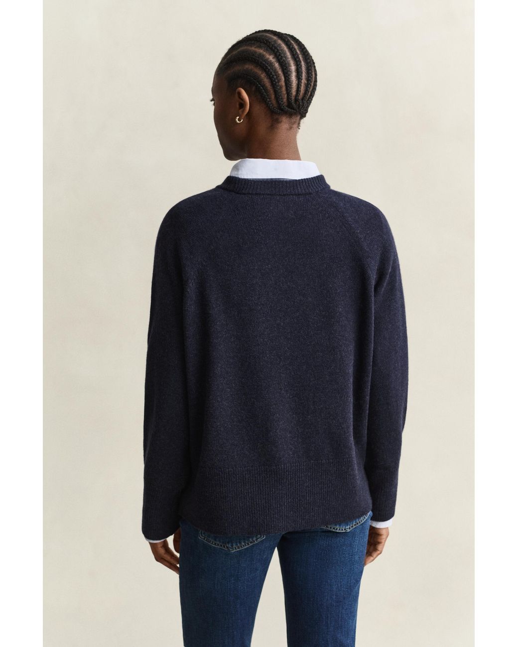Gant Blue Wool Cashmere Crew Neck Sweater Evening