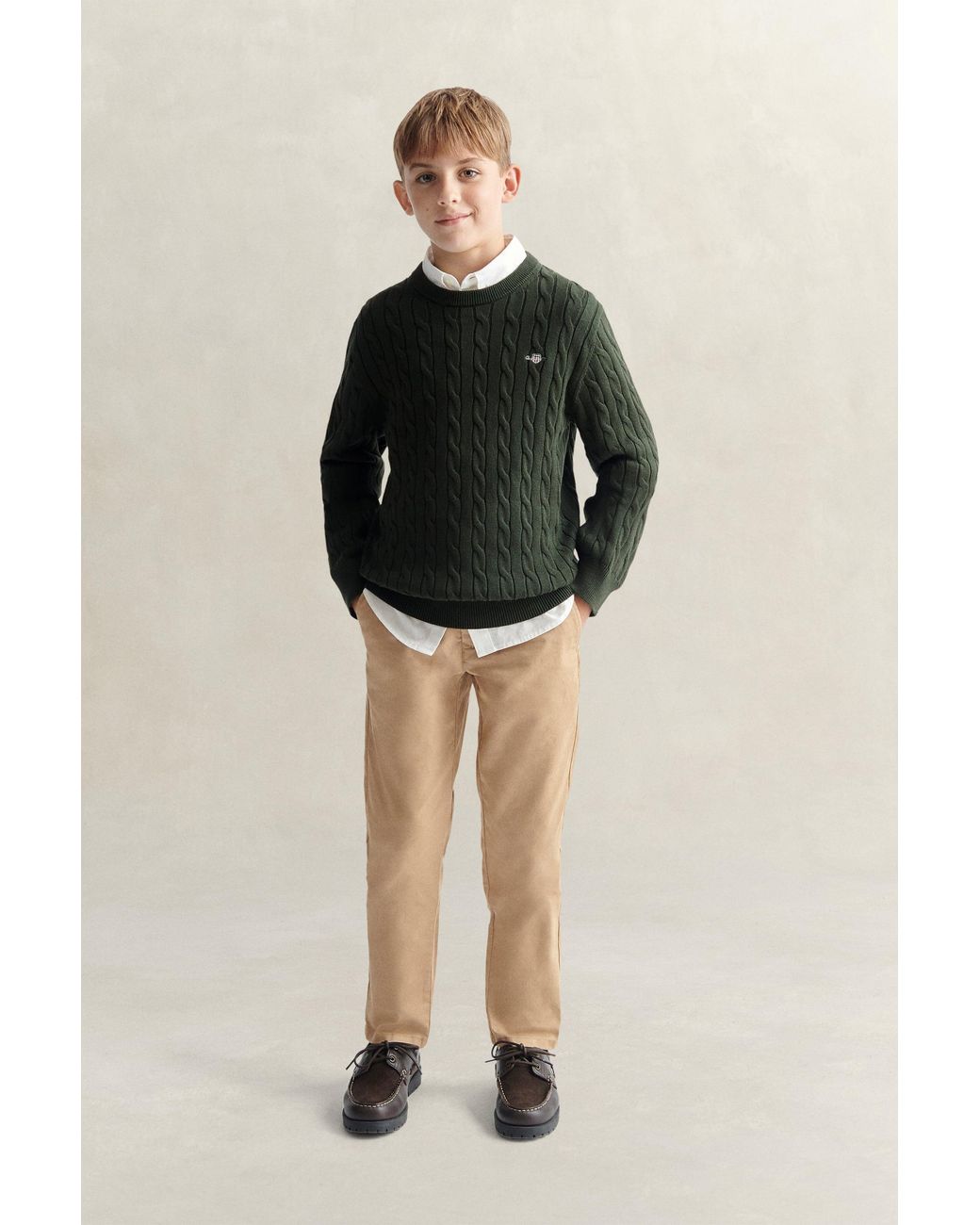 Gant Black Teens Teen Boys Shield Sweater Dark Moss for men
