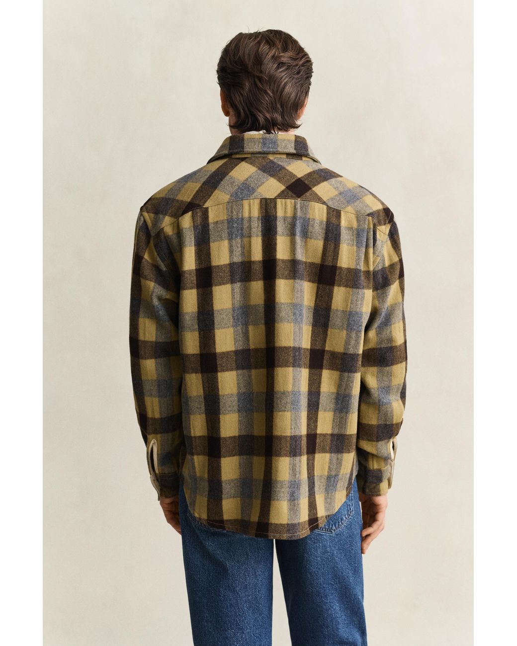 Gant Natural Checked Wool Shirt Warm for men