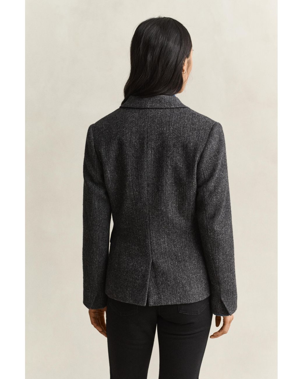 Gant Blue Herringbone Blazer Charcoal Melange